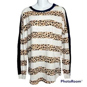 VS PINK Cheetah Print Striped Long Sleeve
